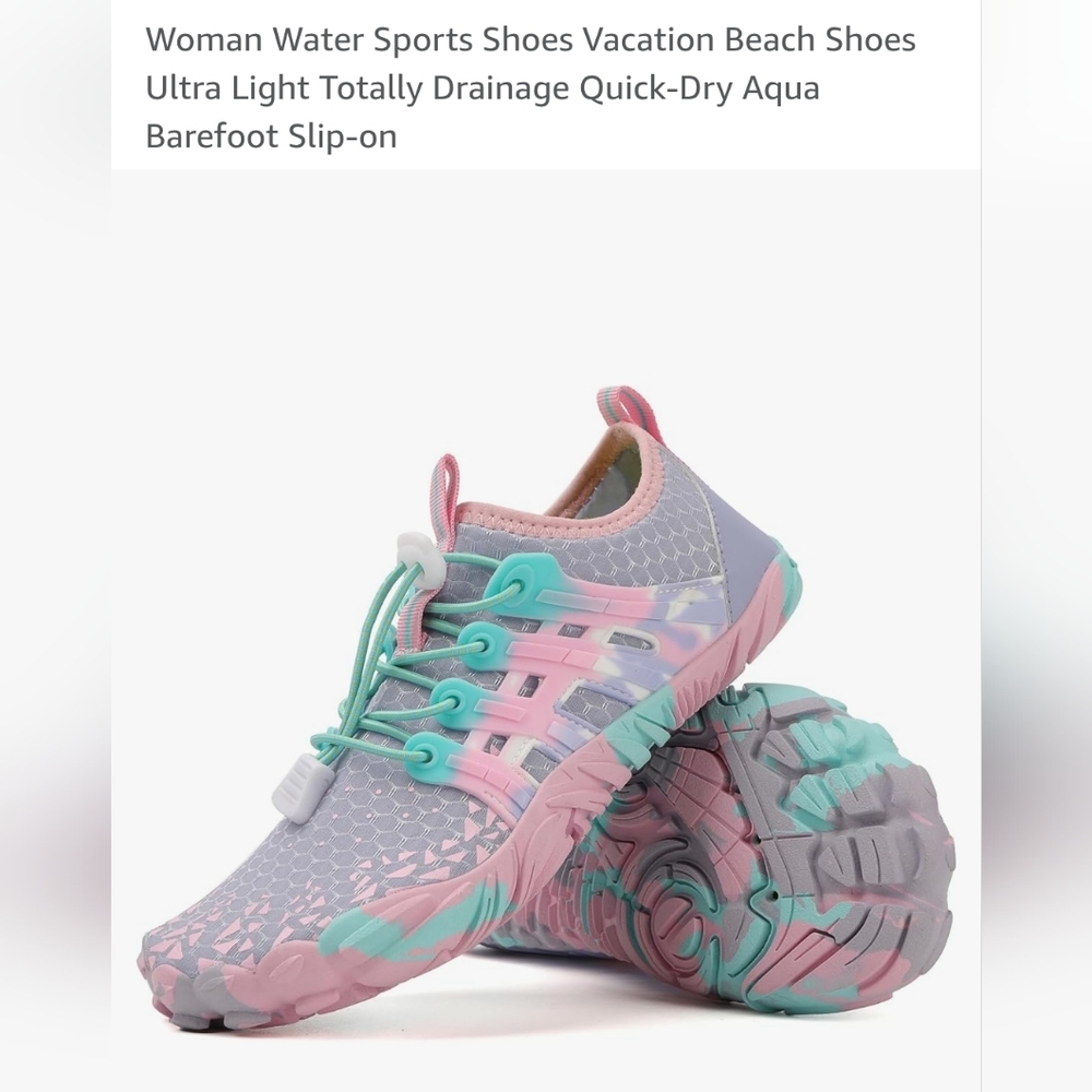Reijax Women's Quick-Dry Aqua Shoes - Pink and Gray
